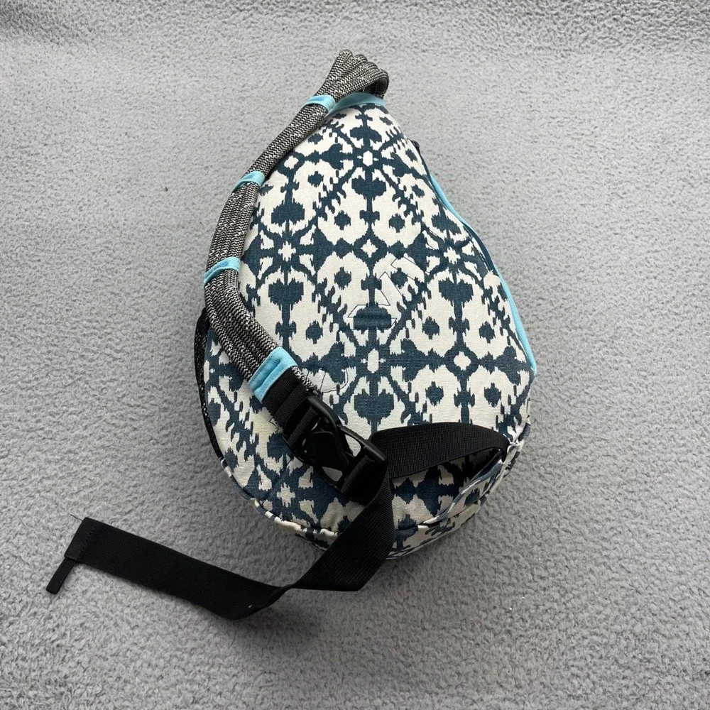 KAVU Rope Bag Crossbody Blue Ikat Canvas Sling Backpack Ergonomic Outdoor Bag